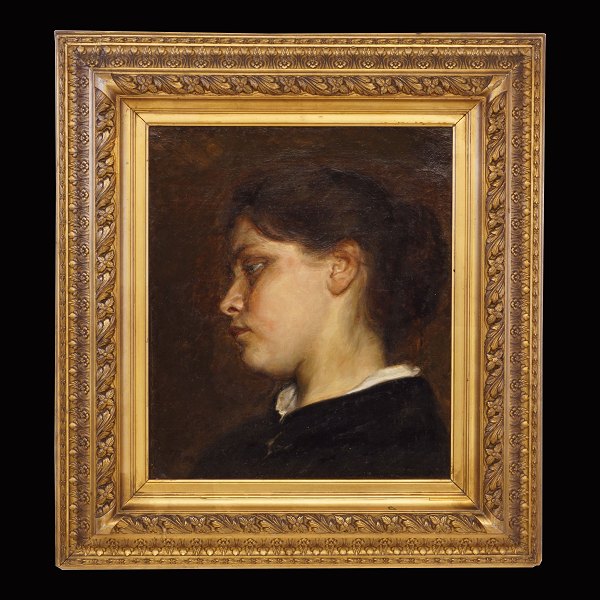 Julius Paulsen, 1860-1940, olie på lærred: Kvindeportræt. Signeret og dateret 1894. Lysmål: 36x30cm Med ramme: 55x49cm
