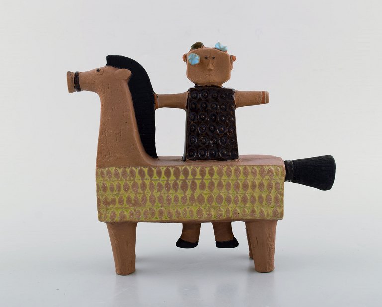 Rare Gustavsberg Studio hand, horse and man by Stig Lindberg, Swedish ceramist. Mid 20th century.