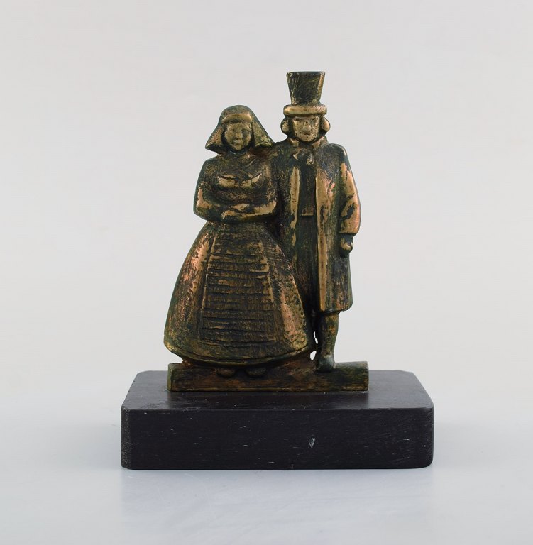 J. Frödiig, Swedish sculptor. Bronze sculpture on marble base. Mid 20th century.
