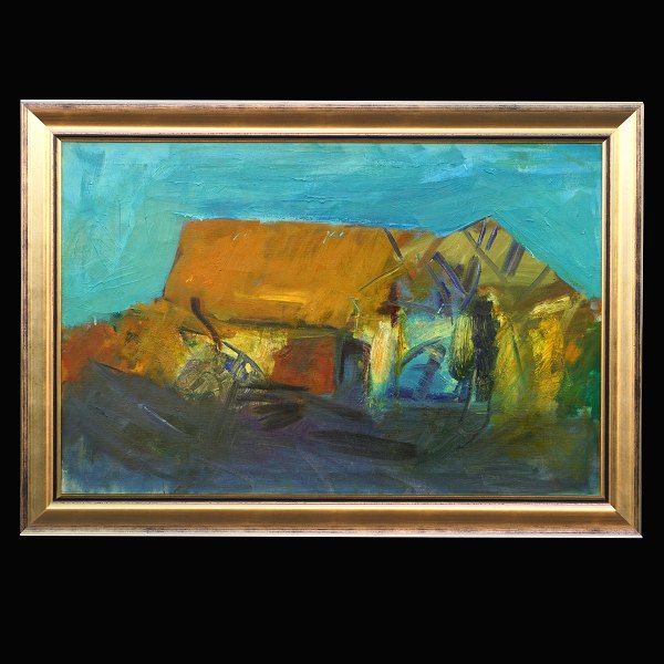 Oluf Høst, 1884-1966, olie på lærred: Bognemark, Bornholm. Signeret. Lysmål: 65x99cm. Med ramme: 79x113cm