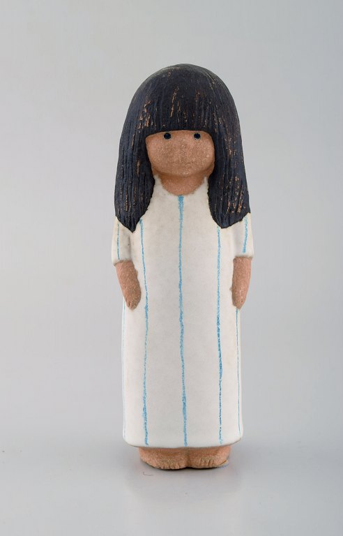 Lisa Larson for Gustavsberg. Girl in glazed ceramics. Dated 1993.