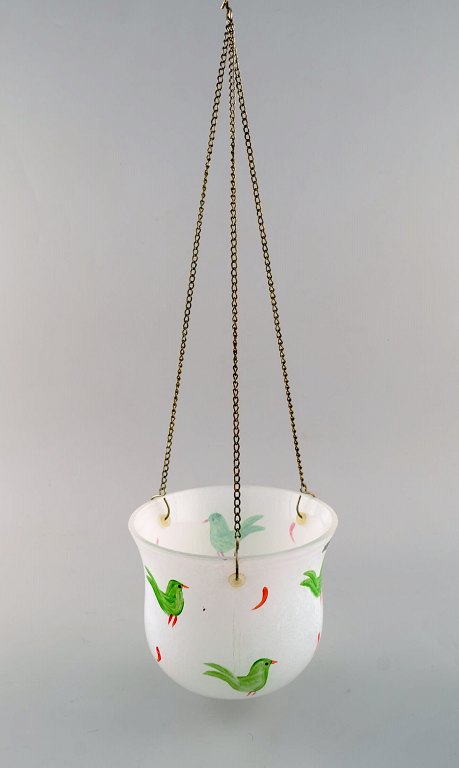 Ulrica Hydman Vallien for Kosta Boda. Hængende urtepotte i kunstglas med fuglemotiver. 1980/90