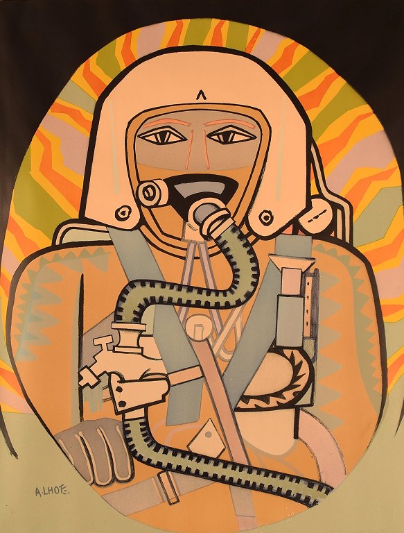 André Lhote (1885-1962), fransk kunstner. Farvelitografi. "The Mechanical Age". Midt 1900-tallet. 