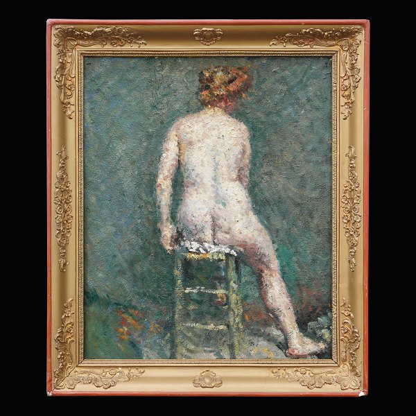 French artist: Portrait of a woman. Oil on canvas. Visible size: 60x49cm. With frame: 76x62cm