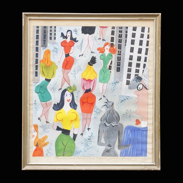 Svend Johansen, 1890-1970, watercolor. Signed. Visible size: 42x36cm. With frame: 46x40cm