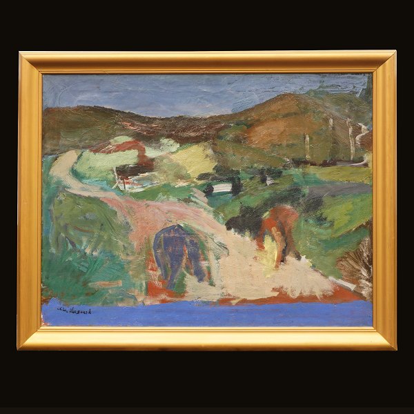 Niels Lergaard, 1893-1982, olie på lærred. Motiv sandsynligvis fra Norge. Signeret. Lysmål: 75x94cm. Med ramme: 88x107cm