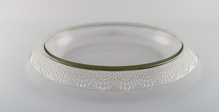 Stor tidlig René Lalique Tokyo jardiniere i kunstglas med indlagte luftperler langs kanten. Ca. 1934. 
