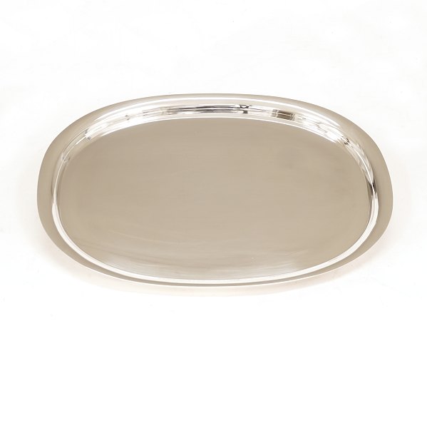 Piet Hein superellipse bakke i sterlingsølv produceret for Georg Jensen. Stemplet Piet Hein og Georg Jensen. #1146C. Mål: 41x31cm. V: 1.267gr