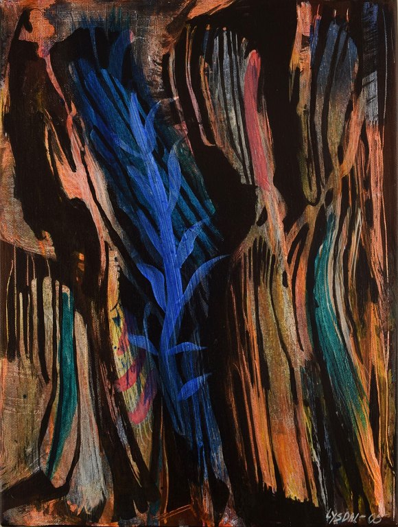 Ivy Lysdal, f 1937. Dansk keramiker og kunstmaler. Akryl på lærred. Abstrakt modernistisk maleri. Koloristisk palette. Dateret 2005.