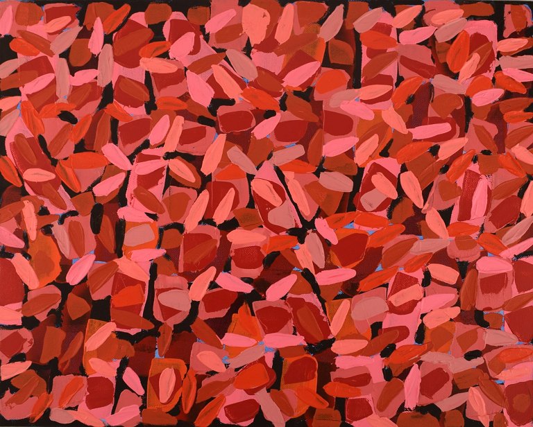 Ivy Lysdal, f 1937. Dansk keramiker og kunstmaler. Akryl på lærred. Abstrakt modernistisk maleri. Koloristisk palette. Dateret 2013.