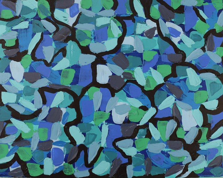 Ivy Lysdal, f 1937. Dansk keramiker og kunstmaler. Akryl på lærred. Abstrakt modernistisk maleri. Koloristisk palette. Dateret 2013.