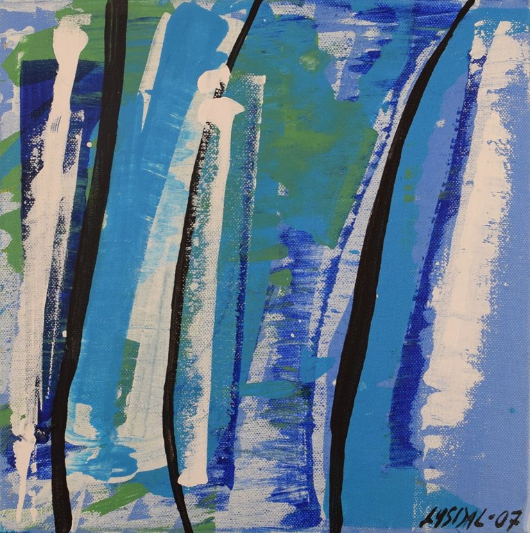 Ivy Lysdal, f 1937. Dansk keramiker og kunstmaler. Akryl på lærred. Abstrakt modernistisk maleri. Koloristisk palette. Dateret 2007.