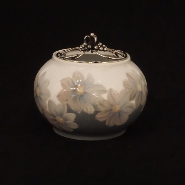A Bing & Grøndahl Art Noveau porcelain vase with  later sterling silver mounting. Made 1898-99. Signed "Danish China Work Copenhagen". H: 15cm