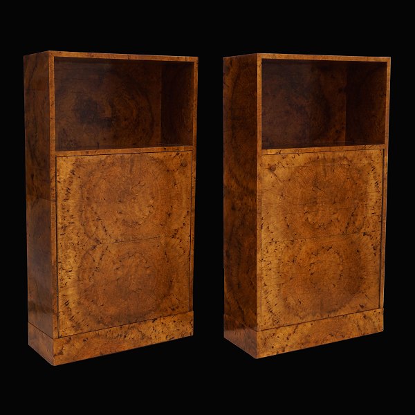 A pair of Danish birch wood cabinets. Denmark circa 1930. H: 106cm. W: 57cm. D: 24cm