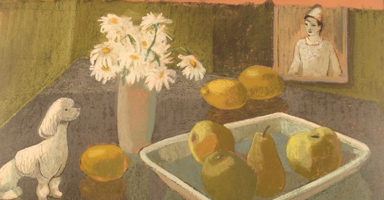 Bengt Carlberg (1897-1967), Sweden. Pastel on paper. Modernist set-up. Mid-20th century.