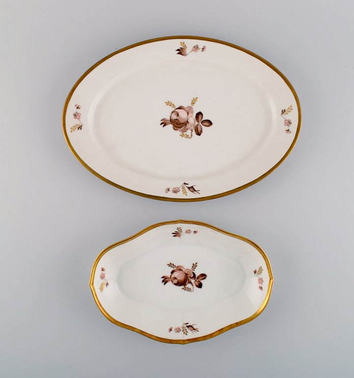 Two Royal Copenhagen Brown Rose serving dishes. 1960s.