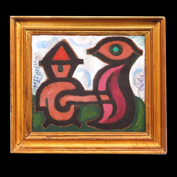 Henry Heerup, Denmark, 1907-93, oil on wood. Signed and dated 1970. Visible size: 33x39cm. With frame: 48x54cm
