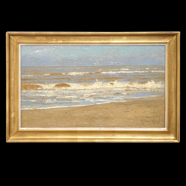 Heinrich Rasch, Nordborg 1840-1913, olie på lærred. Signeret og dateret Katwijk 1898. Lysmål: 31x54cm. Med ramme: 42x65cm