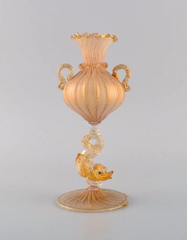 Barovier og Toso, Venedig. Sjælden organisk formet vase i mundblæst kunstglas. Italiensk design, midt 1900-tallet.