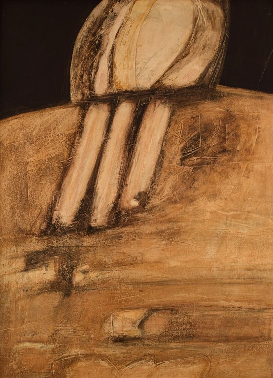 Uno Svensson (1929-2012), Sweden. Oil on board. Abstract composition. Mid-20th century.
