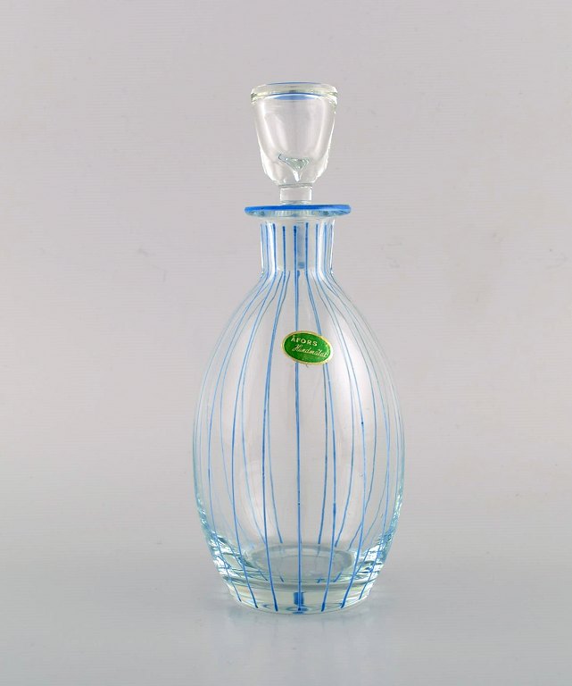 Åfors carafe in hand-painted mouth-blown art glass. Swedish design, 1960s.