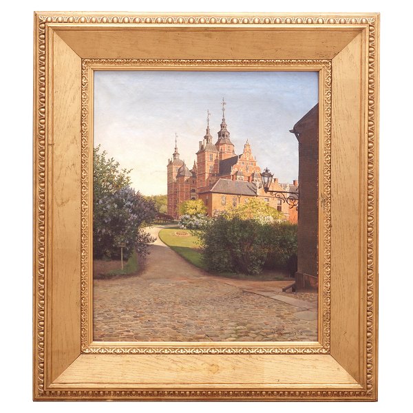 Josef Theodor Hansen, 1848-1912, oil on canvas. The Castle Rosenborg, Copenhagen. Signed 1894. Visible size: 62x50cm. With frame: 90x78cm