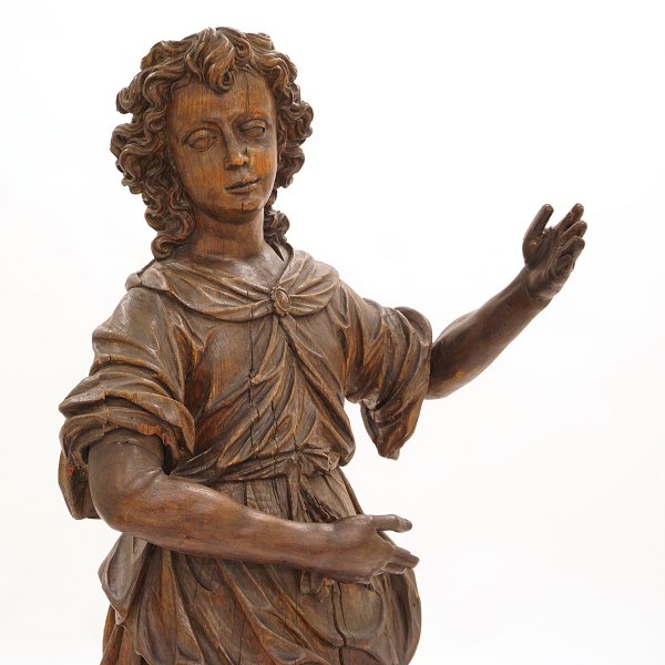 A very large wood cut Baroque statue. Germany circa 1700-20. H: 150cm. W: 56cm. D: 41cm