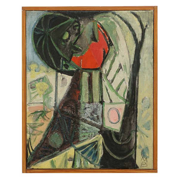 Mogens Balle, 1921-88, olie på lærred. Signeret og dateret "Spiralen 1955-56". Lysmål: 39x31cm. Med ramme: 41,5x33,5cm