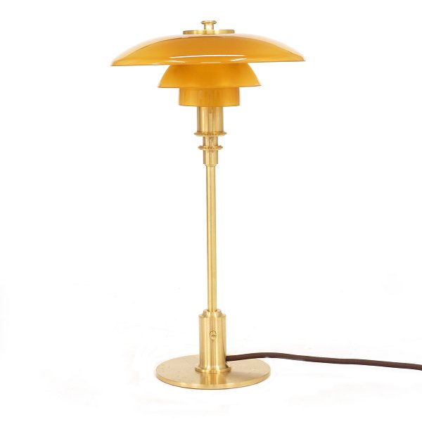 PH bordlampe. PH 2/1 limited edition bordlampe med ravfarvet skærme og messingstel. H: 38cm