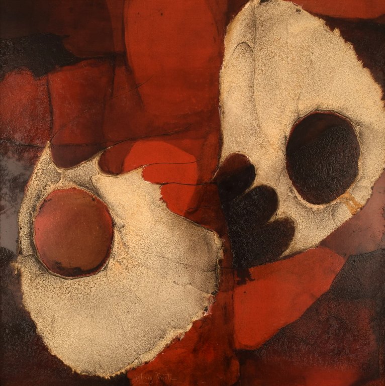 Erling Kristensen, Denmark. Oil on board. Abstract composition. 1960s.
