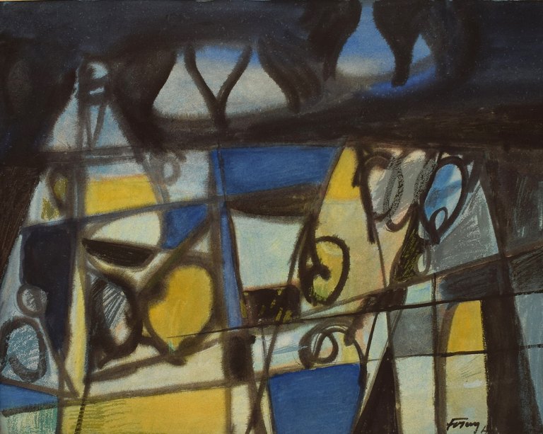 Albert Ferenz (1907-1994), Tyskland. Akvarel på papir. "Rusland". Midt 1900-tallet.