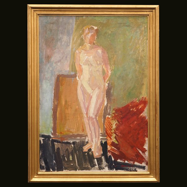 Preben Hornung maleri. Preben Hornung, 1919-89, olie på lærred. Kvindestudie. Signeret og dateret "Hornung 43". Lysmål: 96x65cm. Med ramme: 111x80cm