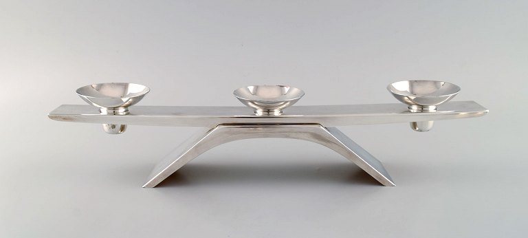 WMF, Germany. Modernist Ikora candleholder in plated silver. Mid-20th century.