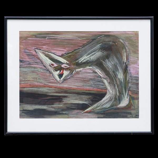Svend Wiig Hansen pastel. Svend Wiig Hansen, 1922-97. Oliekridt. Komposition. Signeret. Lysmål: 56x74cm. Med ramme: 75x92cm