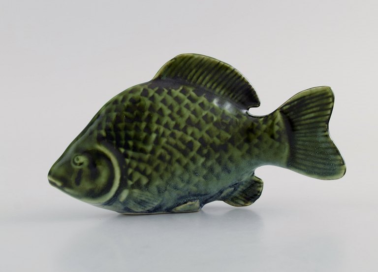 Sven Wejsfelt (1930-2009) for Gustavsberg. Unique Stim fish in glazed ceramics. Perch. 1980s.