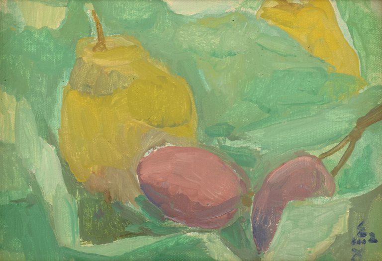 Koko Fukazawa (1903-1993), Japan. Oil on canvas. Arrangement with fruits. Mid-20th century.