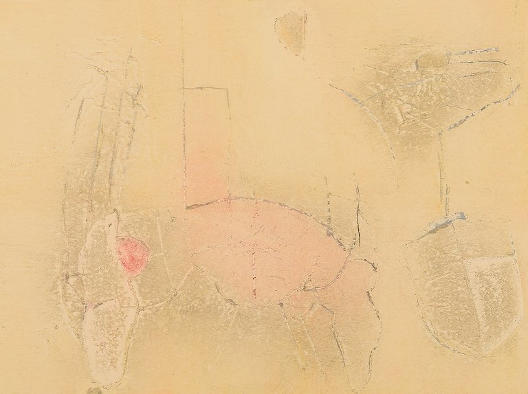 Selma Daffre (b. 1951), listed Brazilian artist. Collograph on paper. "Linhas". Numbered 8/9. Dated 1997.