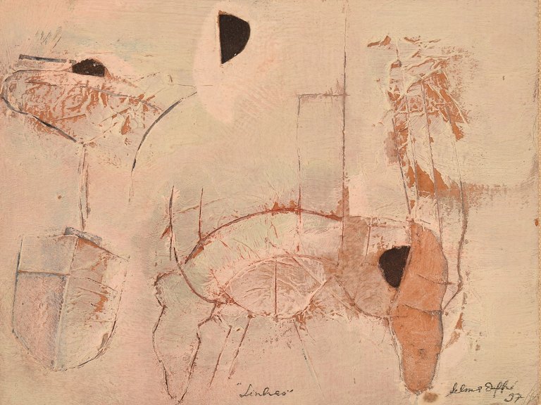 Selma Daffre (b. 1951), Brazilian artist. Collography printing plate. "Linhas". Dated 1997.