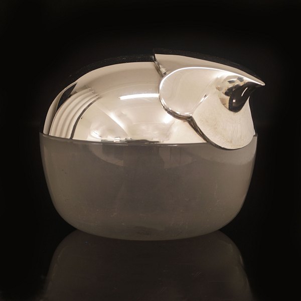Allan Scharff lågskål. Allan Scharff for Georg Jensen bonbonniere i sterlingsølv og sandblæst glas. Georg Jensen 1336. Design fra 1994. H: 8cm