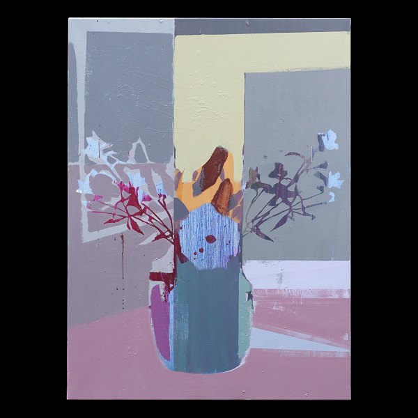 Lars Tygesen "Flowers" painting, oil on canvas. Signed and dated 2021. Size: 111x81cm