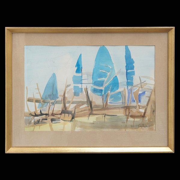 Svend Saabye, 1913-2004, water color. Signed. Visible size: 37x54cm. With frame: 53x69cm