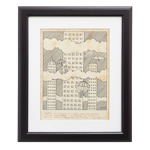 Robert Storm Petersen, 1882-1949, indian ink/paper. Signed and dated 29.11.44. Visible size: 39x29cm. With frame: 58x48cm