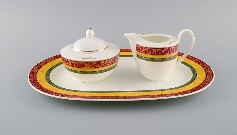 Paloma Picasso for Villeroy & Boch. "My way" sukker/flæde sæt med serveringsbakke i porcelæn. Farverig dekoration. 1990