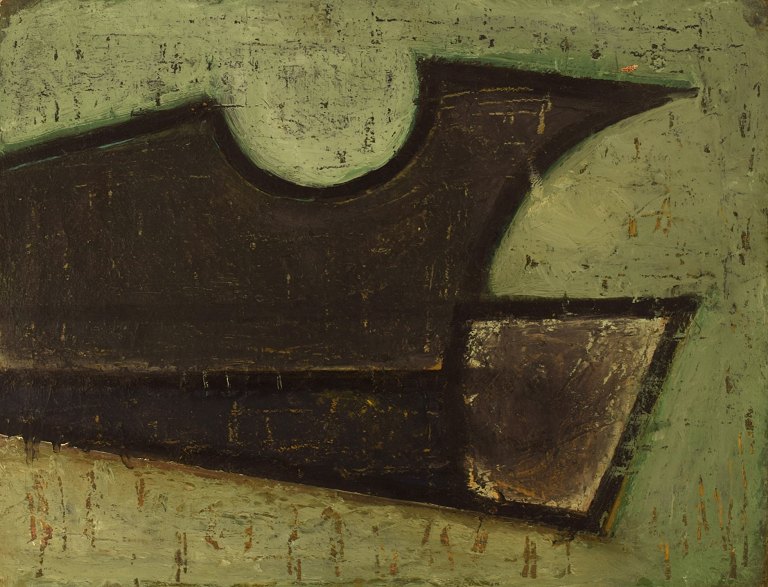 Charles Herman Hoffman (1900-1973), belgisk kunstner. Olie på plade. Abstrakt komposition. Midt 1900-tallet.