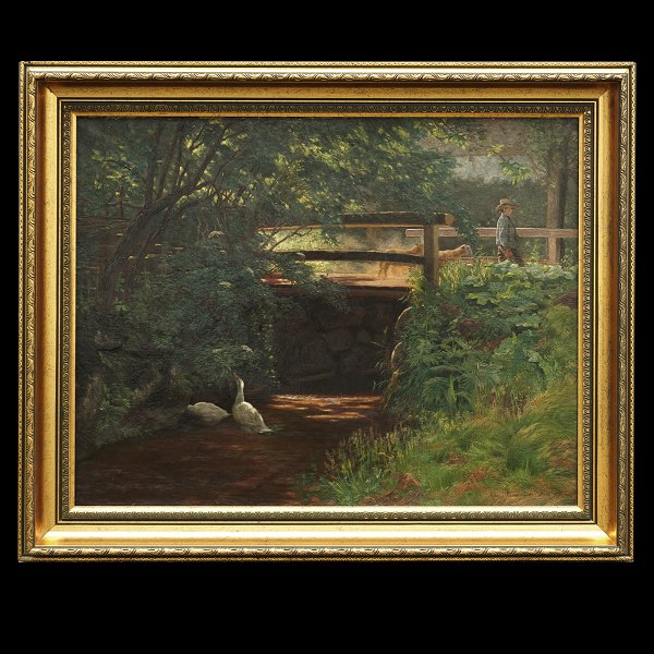 Simon Simonsen, landscape, oil on canvas. Signed and dated 1887. Visible size: 45x57cm. With frame: 58x70cm