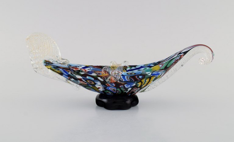 Murano skulptur i polykromt mundblæst kunstglas. Gondol. Italiensk design. 1960/70