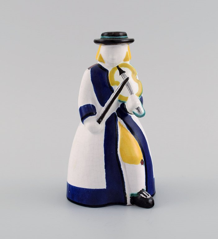 Ursula Printz (1920-1993) for Gustavsberg Studiohand. Candle holder / figure in glazed ceramics. Fiddler. 1940s.