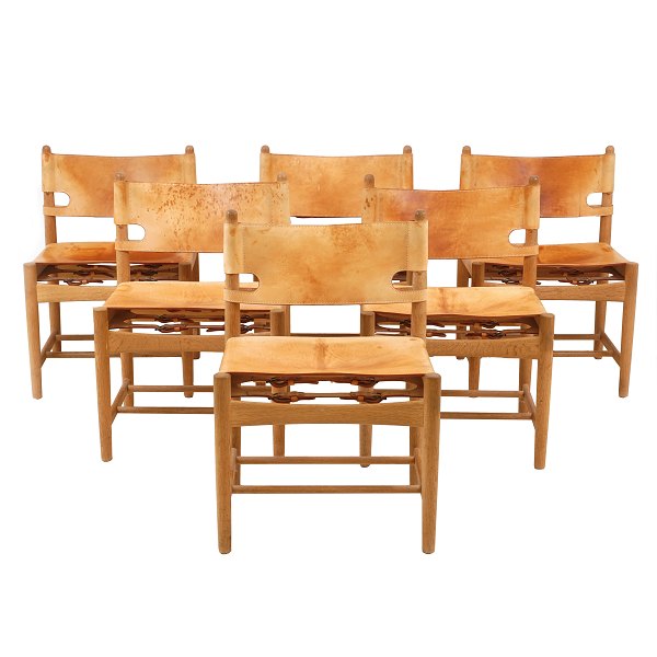 Set of six "Hunters Chair" by Børge Mogensen #3237. Manufactured by Fredericia Furniture