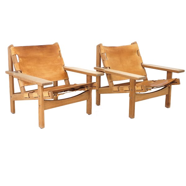 Pair of Spanish Chairs by Kurt Østervig Denmark circa 1960. Oak and leather - Nice patinated