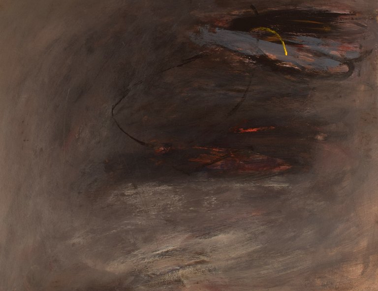 Unknown artist. Oil on board. Abstract composition. Dated 1987.